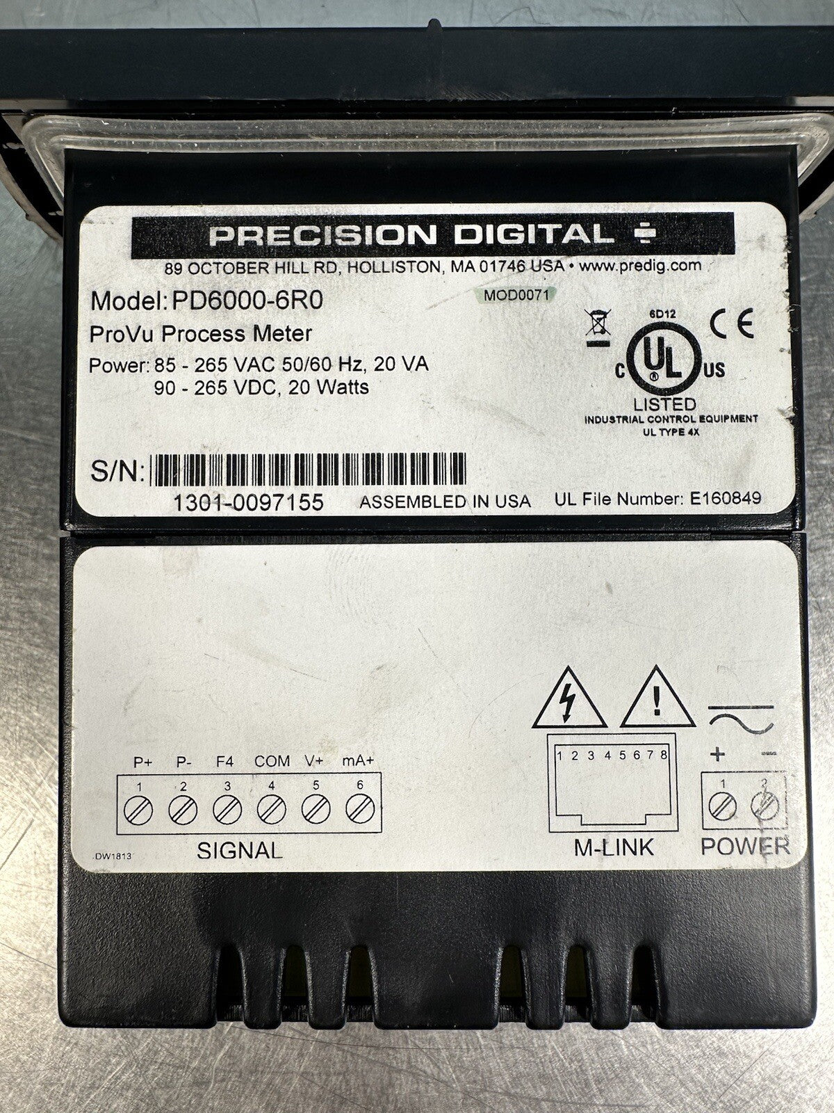 Precision Digital PD6000-6R0 Process Digital Panel Meter (BIN-1.5.5)