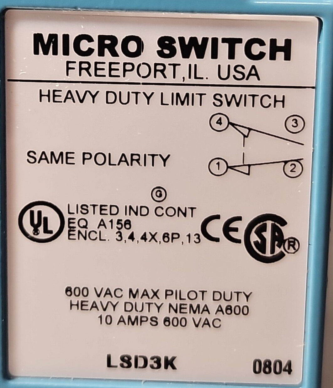 HONEYWELL LSD3K MICRO SWITCH Heavy Duty Limit Switch                    (BIN423)