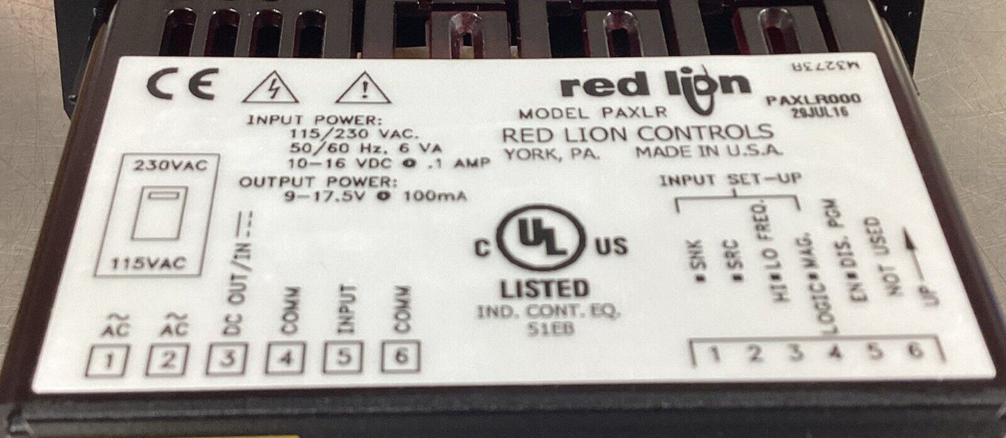 RED LION CONTROLS  PAXLR000  Lite Rate Meter 6 Digit     5B-19
