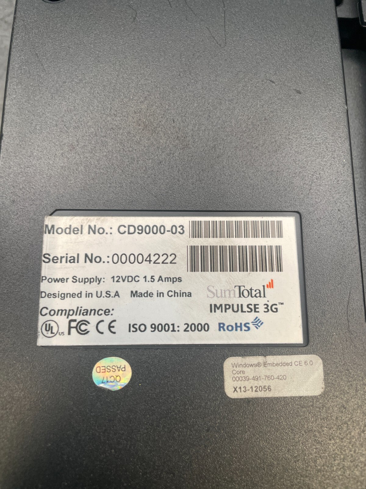 SumTotal Impulse 3G CD9000-03 LCD Display Module 12VDC Portable Time Clock