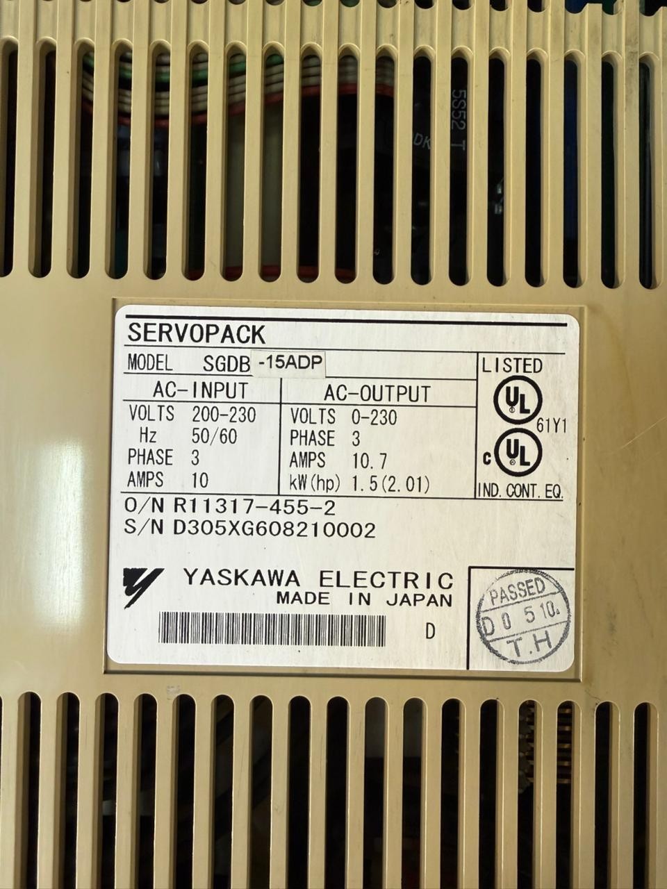 Yaskawa SGDB-15ADP 3Ph 50/60 Hz                                    (1.4.3)