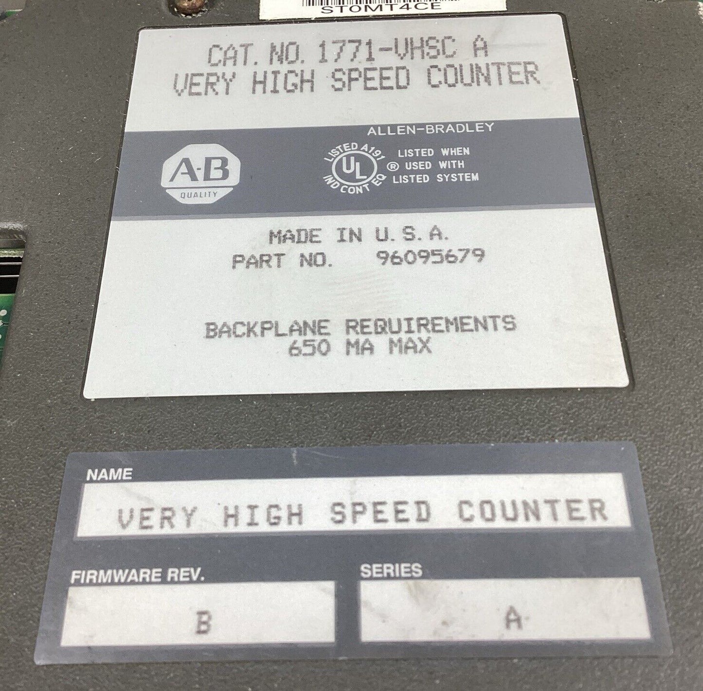 Allen-Bradley  1771-VHSC A  Very High Speed Counter Module Rev. B Ser. A   3C-33