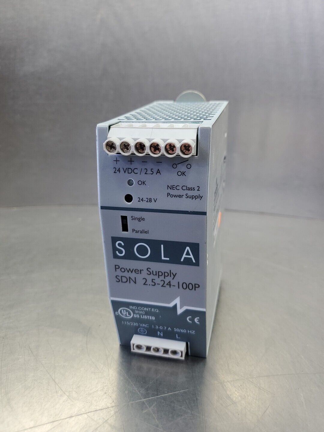 SOLA SDN 2.5-24-100P Power Supply, 24VDC, 2.5A.                            4B-41