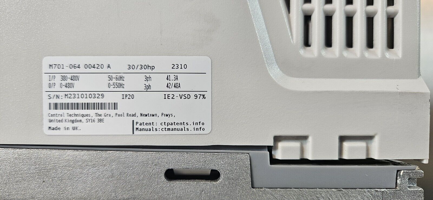 Control Techniques M701-06400420A  30/30 HP  380-480V Unidrive          (BIN752)