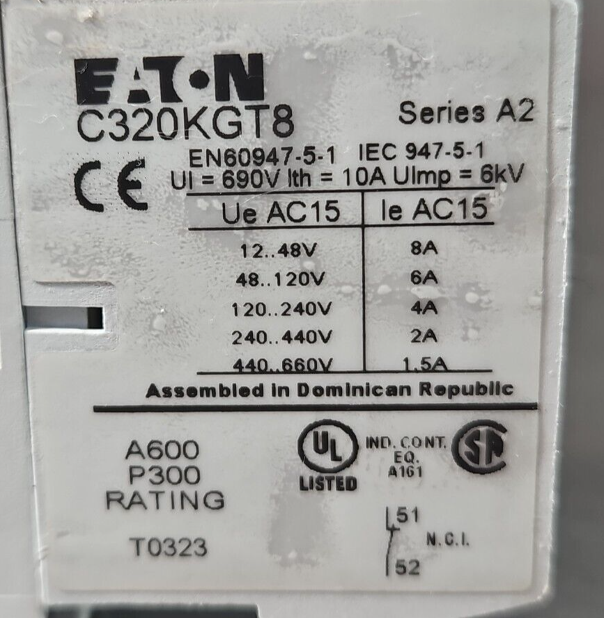 Eaton/Cutler-Hammer C320KGT8 Contactor Relay Series A2                  (BIN413)