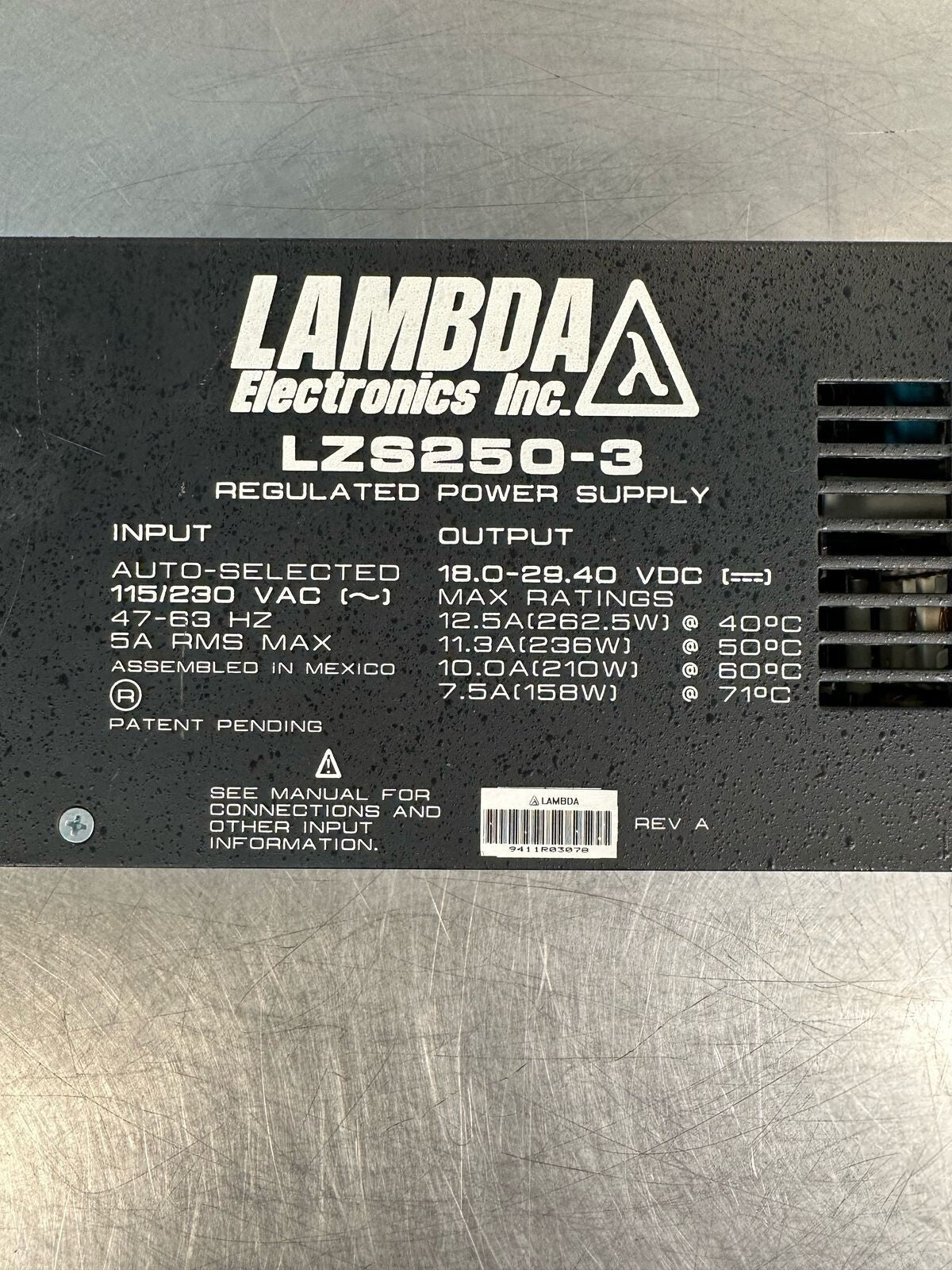 Lambda Electronics Model LZS-250-3 Regulated Power Supply LZS2503 (6.2.2)