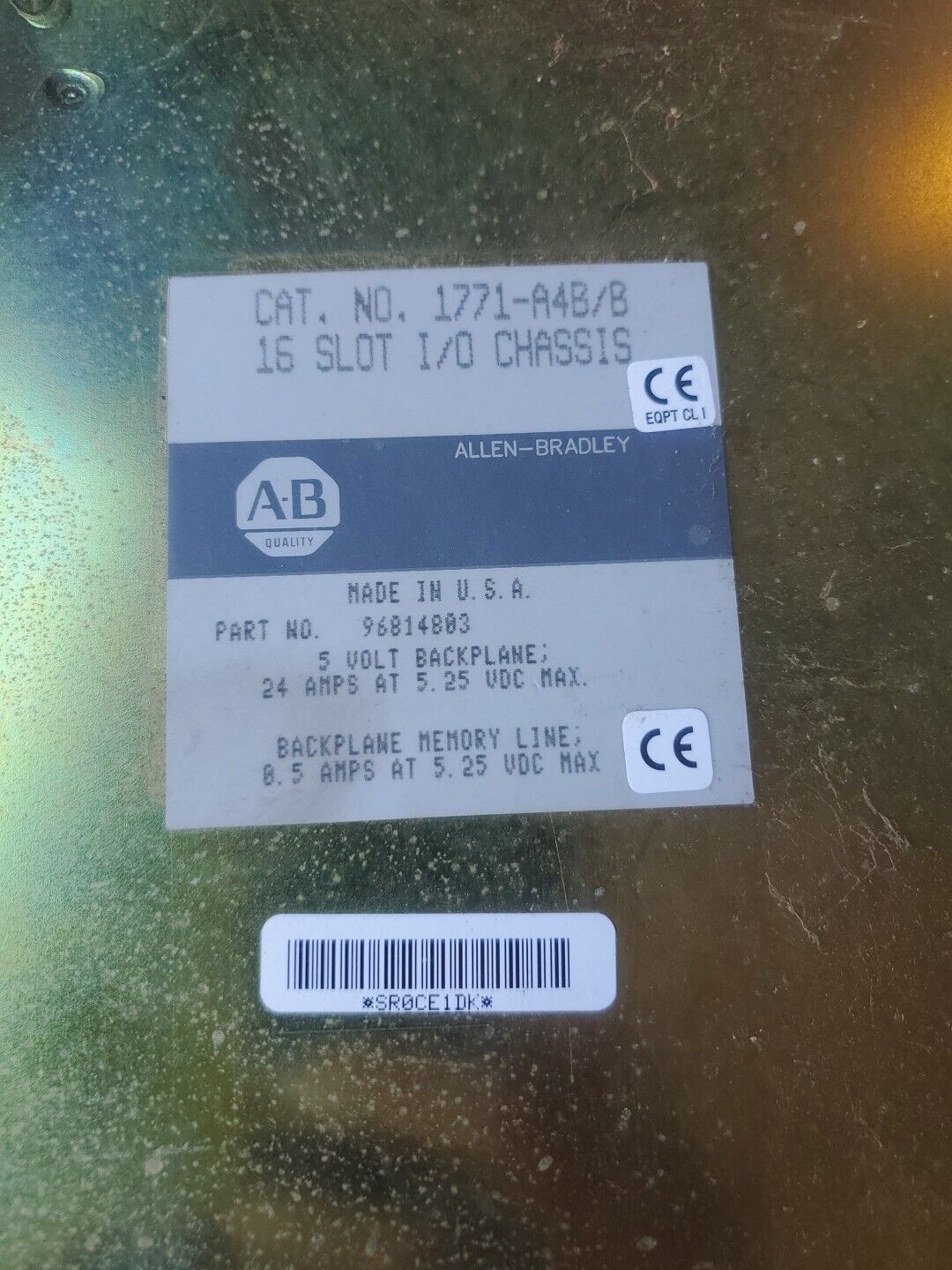 ALLEN BRADLEY 1771-A4B Ser B 16-SLOT I/O CHASSIS.                          3A-36