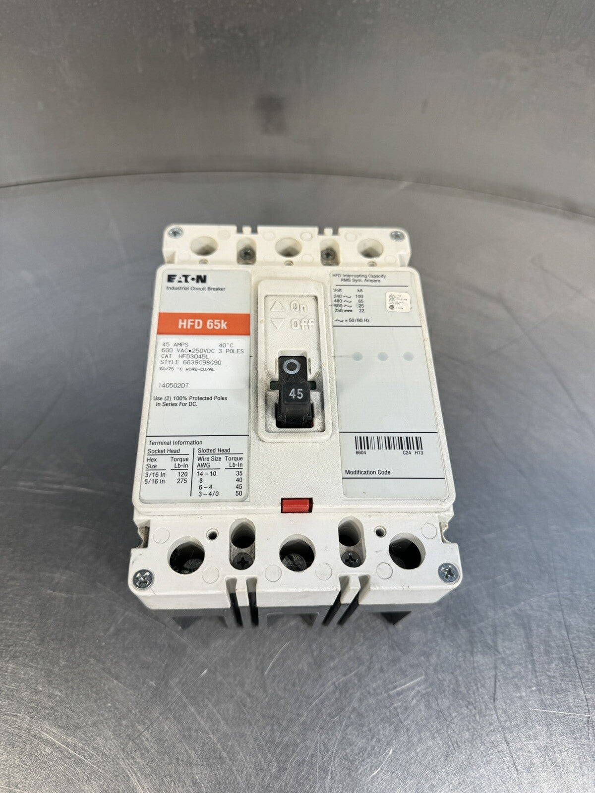 EATON HFD3045 HFD 65k 45AMP 600VAC 250VDC (BIN1.5.1)