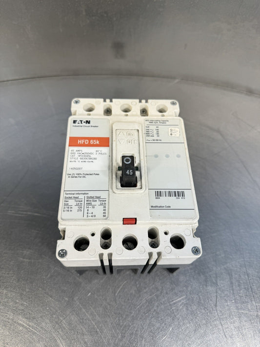 EATON HFD3045 HFD 65k 45AMP 600VAC 250VDC (BIN1.5.1)