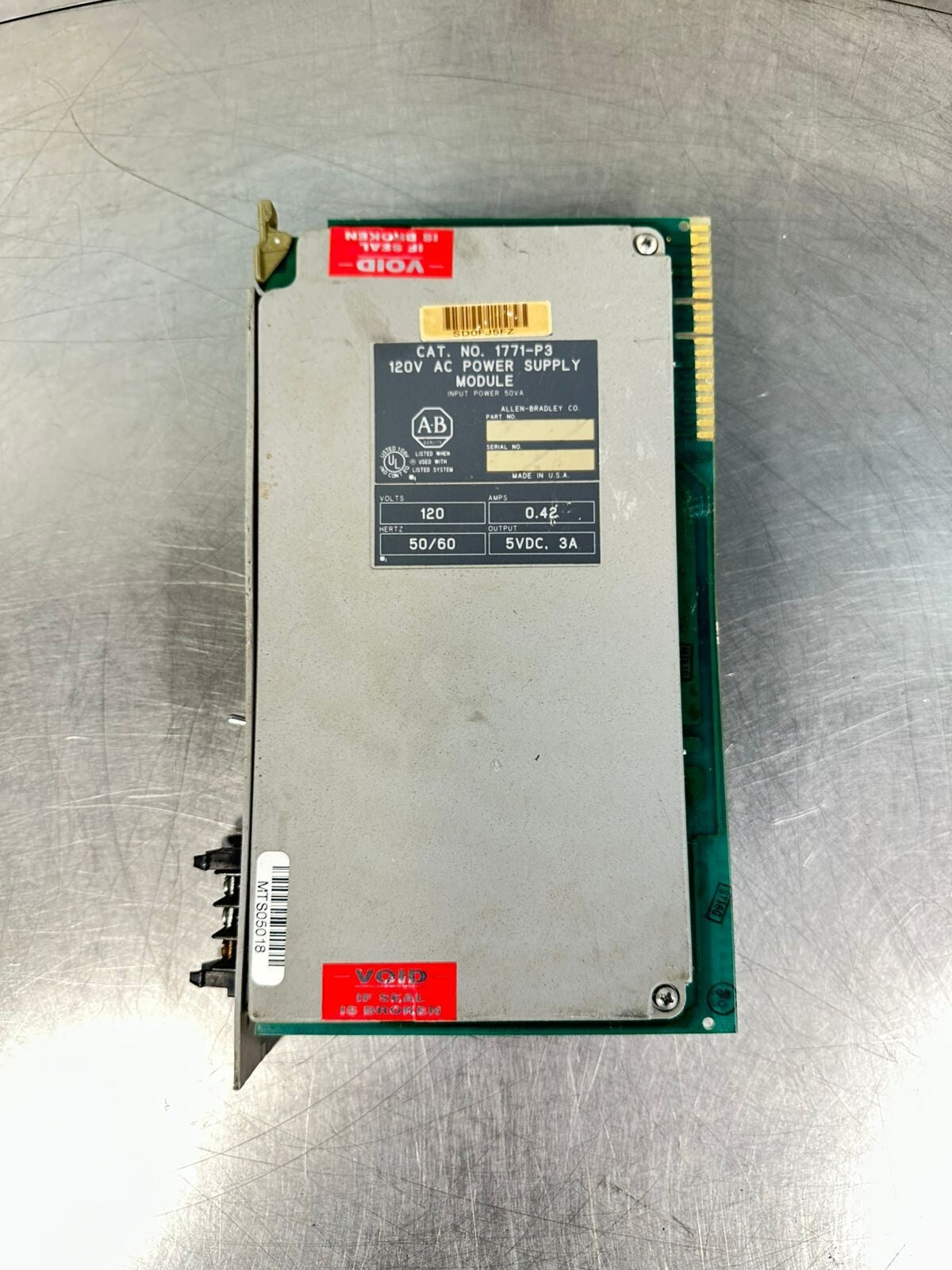 Allen Bradley 1771-P3 Power Supply Mod 120V 50/60Hz  0.42A 5 Vdc   (5.3.3)