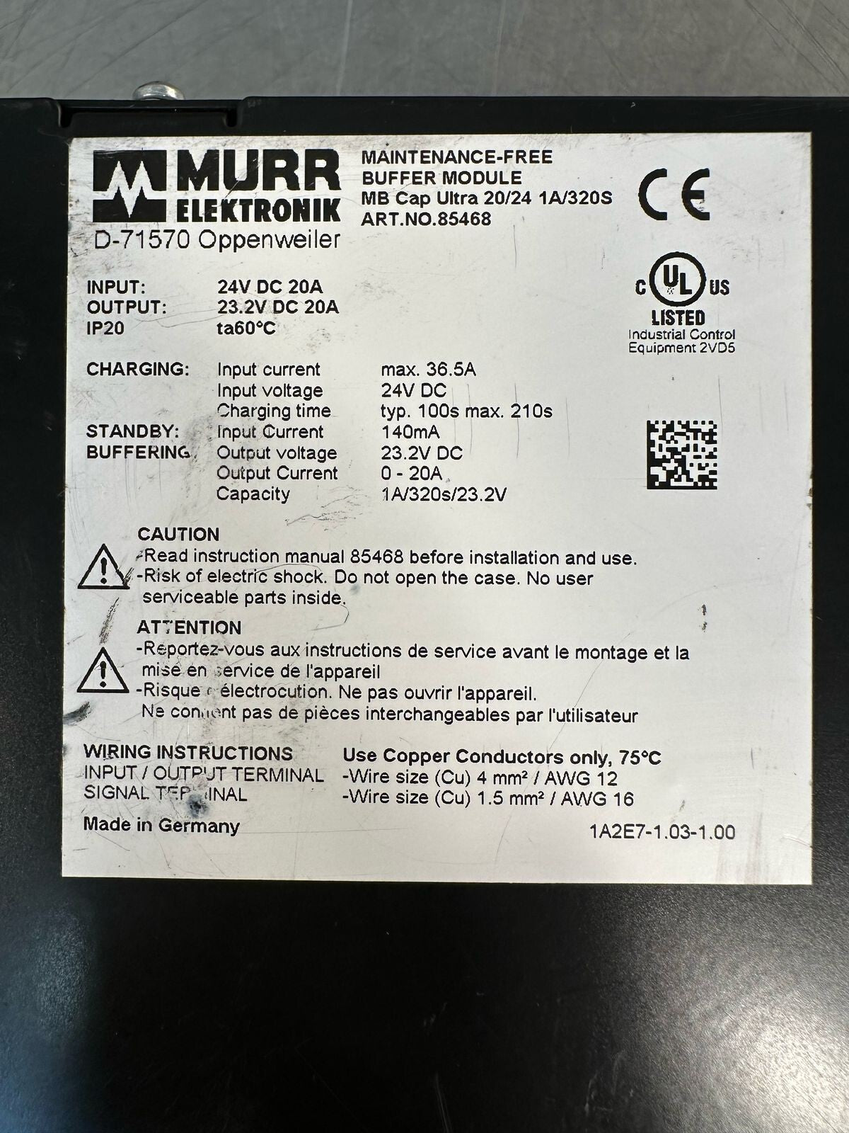 Murr Elektronik Buffer Mod D-71570 Oppenweiler MB Cap Ultra Buffer  (7.2.4)