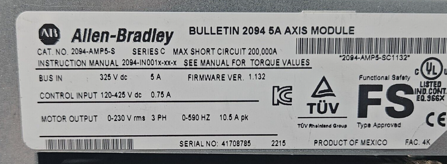 Allen-Bradley 2094-AMP5-S Ser C AC servo power module                   (BIN633)