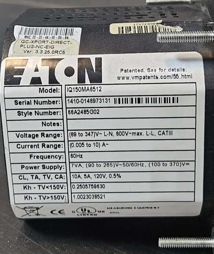 Eaton IQ150MA6512  Electronic Power Meter                               (BIN732)