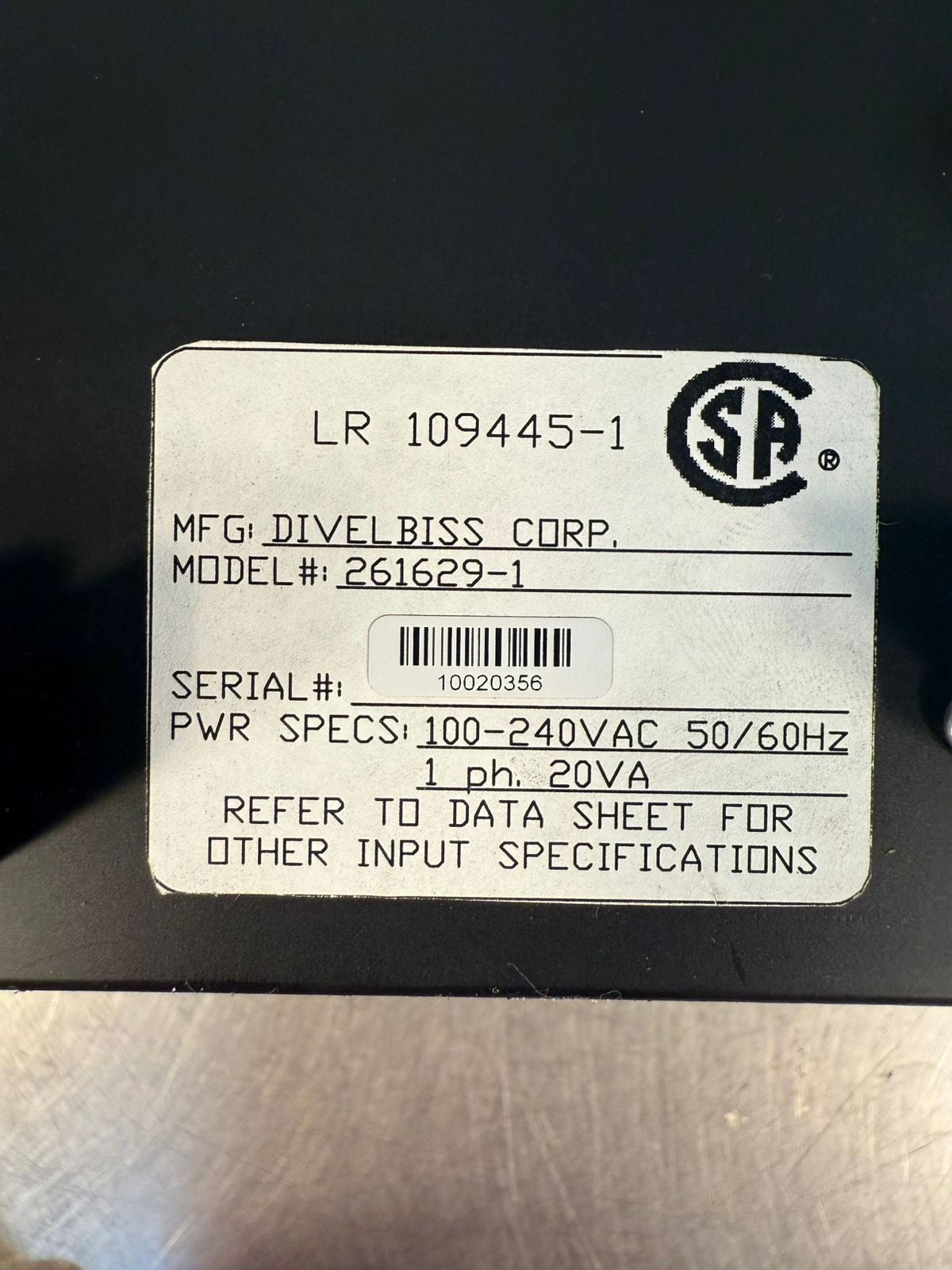 Elliott 261629-1 1PH 20VA. 50/60 Hz LR 109445-1                (10.4.2)