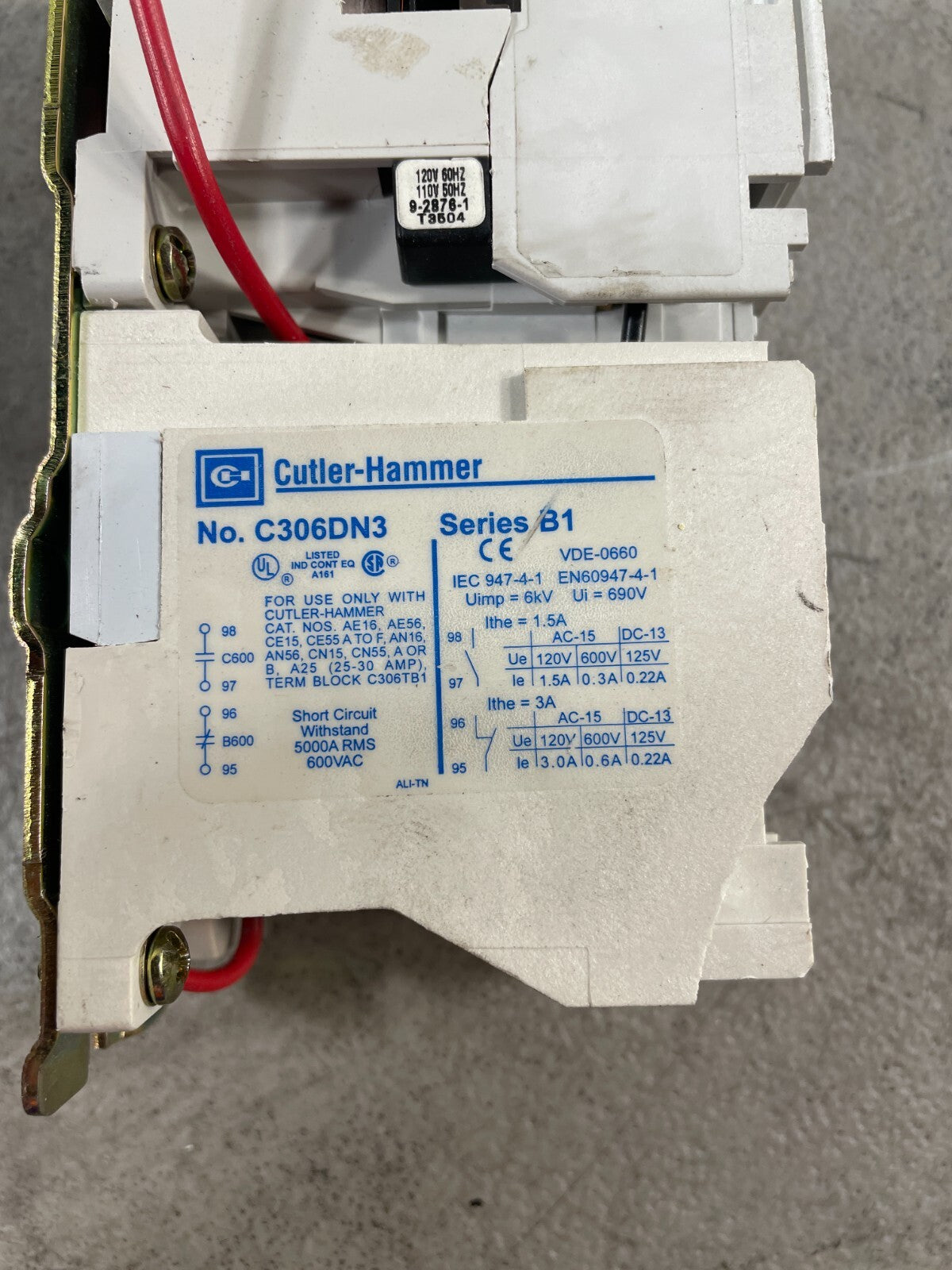 Cutler Hammer C306DN3 32 Amp 600 Volt Bimetallic Thermal Overload Relay   @1.5.3