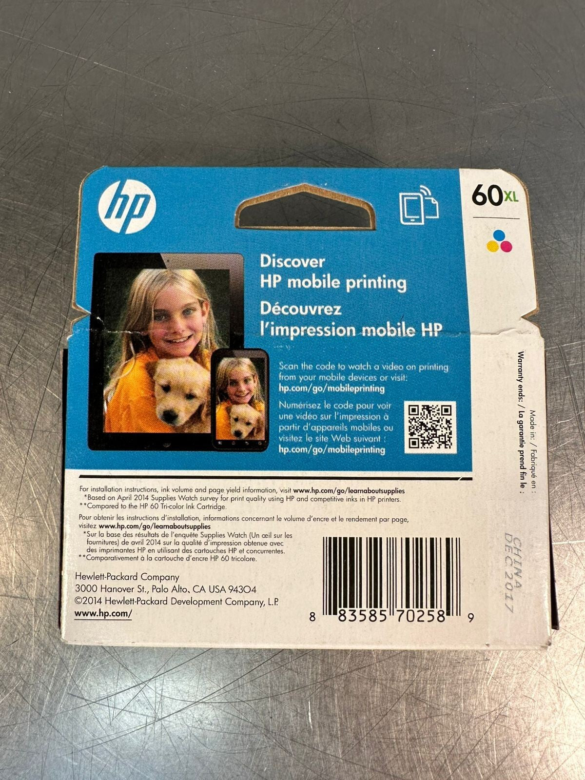 Hp 60xl Tri-Color Cartridge Genuine CC644WN  140    NEW            (5.4.1)