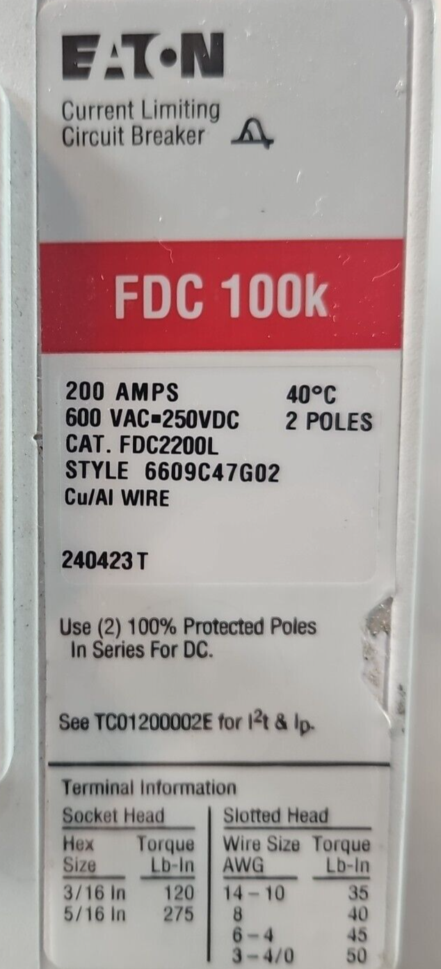 Eaton FDC2200 / FDC100K 200A 600VAC                                     (BIN742)