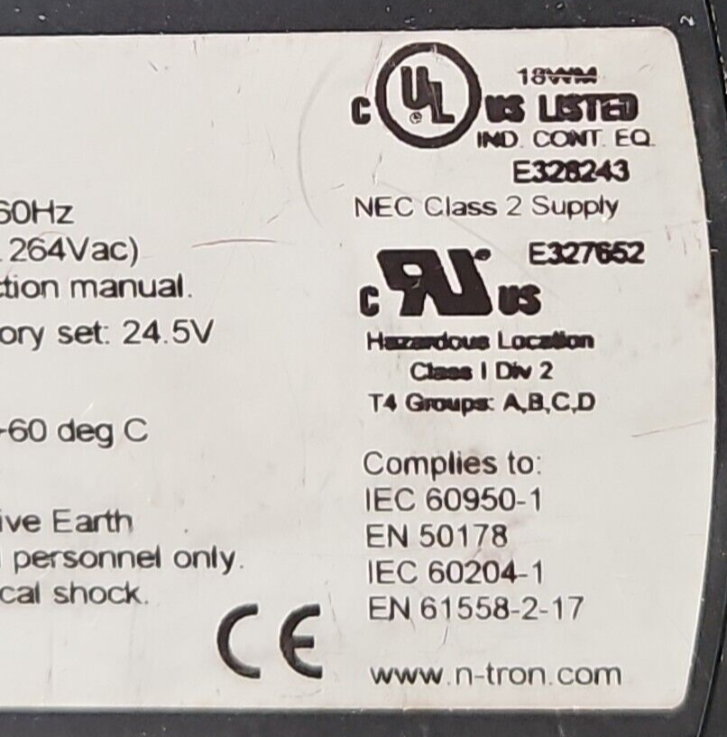 N-TRON NTPS-24-1.3 Power Supply In: 100-240VAC Out: 24-28VDC 1.3A        loc4B12