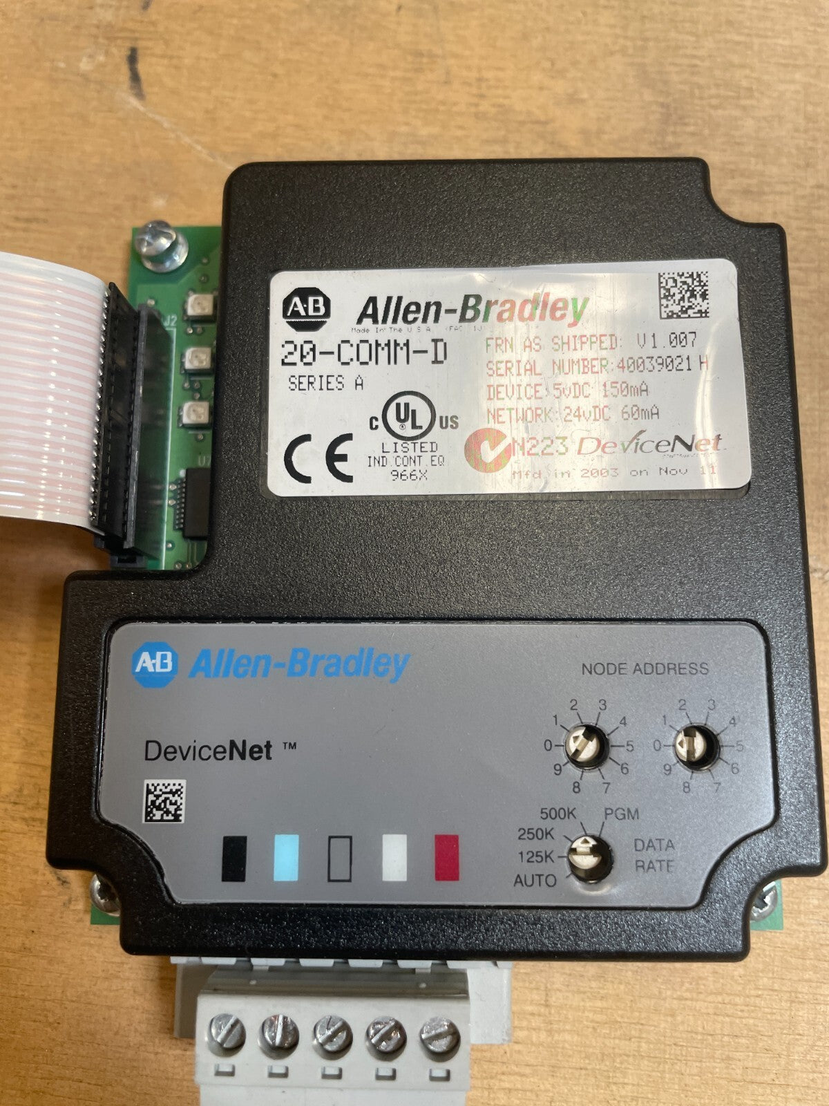 Allen-Bradley 20-COMM-D Black & Gray Network Device Adapter with Cable