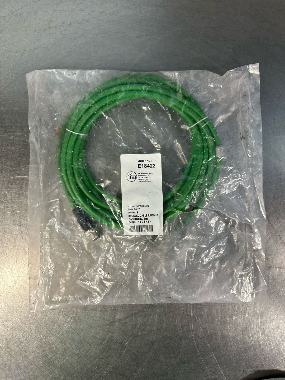 Ifm 1575424 Crossed Cable RJ45/M12 D-Coded 5m   E18422 NEW (5.3.5)