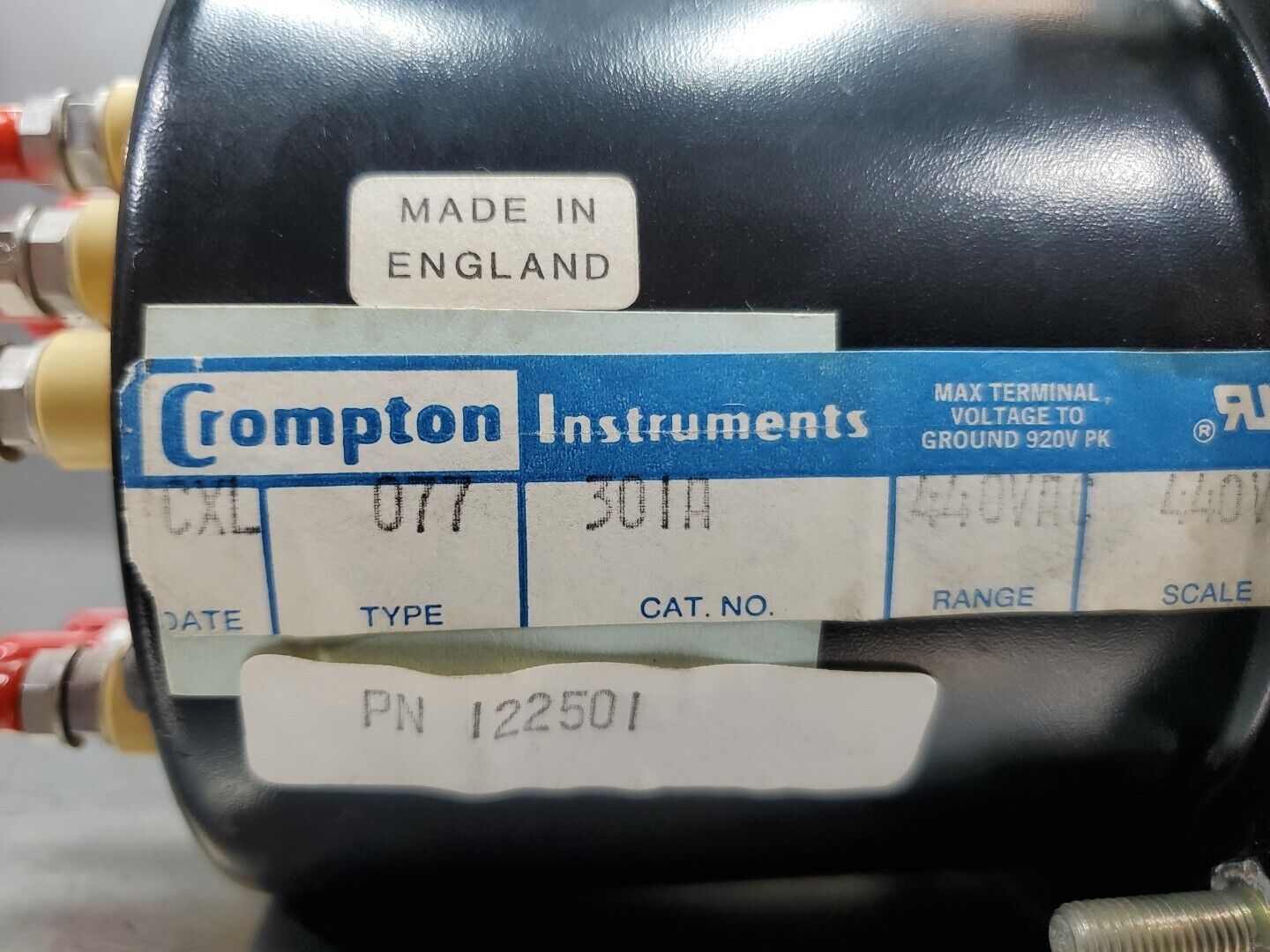 Crompton CXL 077-301A 440VAC Voltmeter, PN:122501.                         4D-34