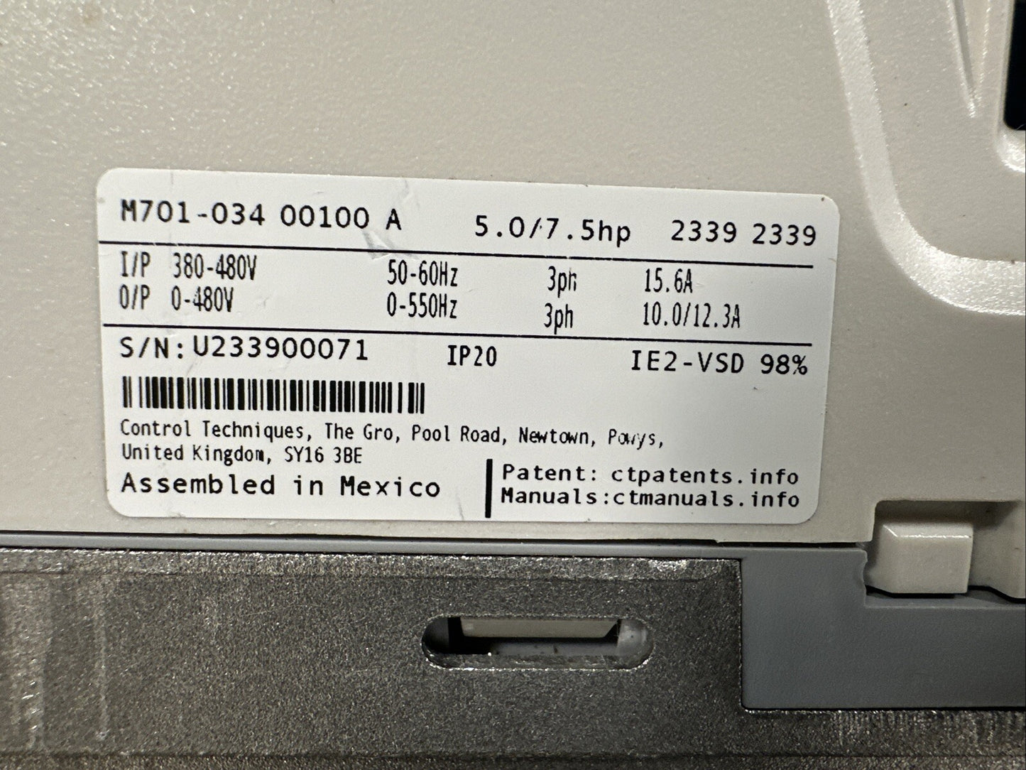 Unidrive Control Techniques M701-034-00100-A                             (6.5.2)