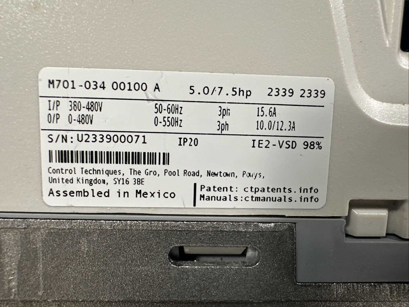 Unidrive Control Techniques M701-034-00100-A                             (6.5.2)