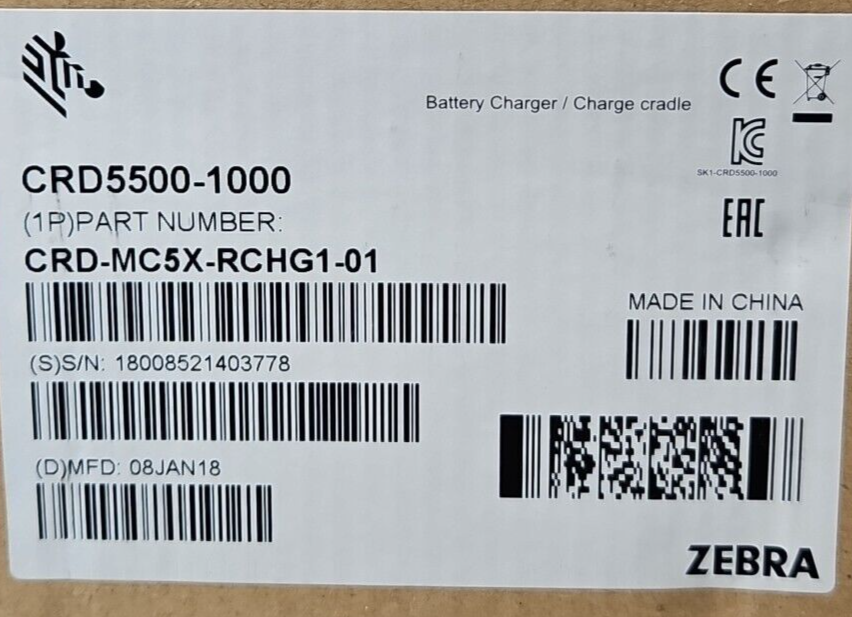 Zebra CRD-MC5X-RCHG1-01 USB Charging Cradle with Spare Battery (BIN1.3.2)