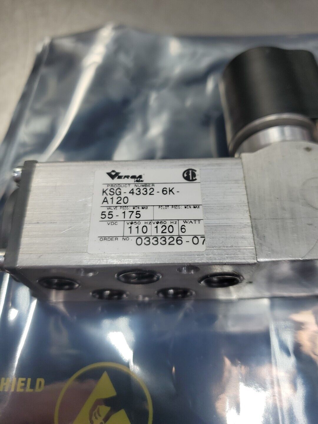 VERSA VALVES KSG-4332-6K-A120 Solenoid Valve, 55-175PSIG.                  6A-10