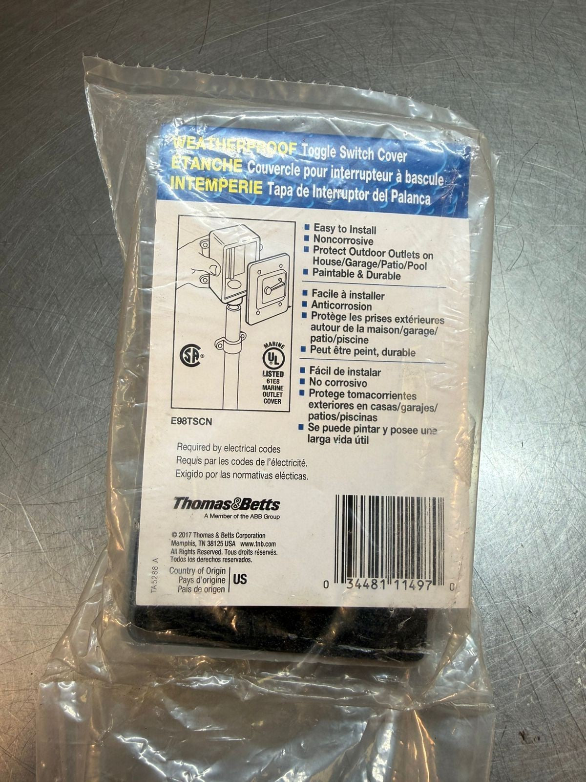 Thomas & Betts/Carlon E98TSCN Grey Single Toggle Switch (7.3.2)