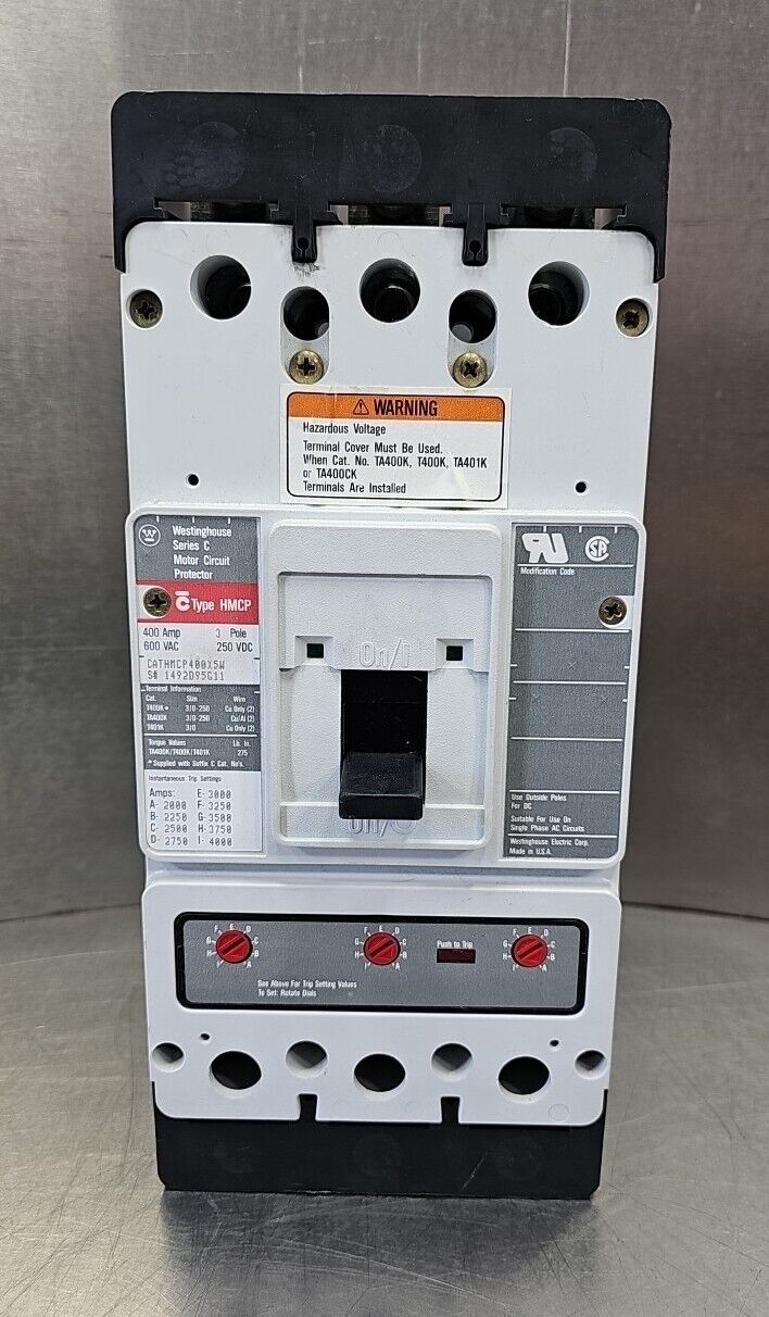 Westinghouse HMCP400X5W Motor Circuit Protector 400A 3Pole 600V.        Loc4C