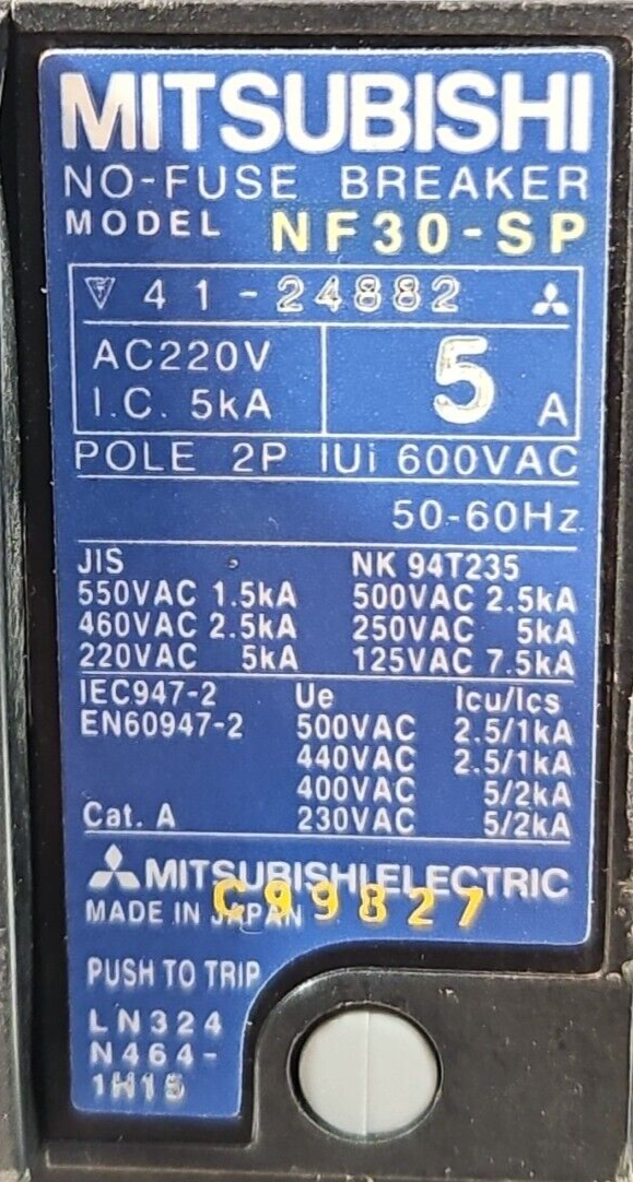 Mitsubishi Electric NF30-SP 5A 2-Pole No-Fuse Breaker                    loc4B10