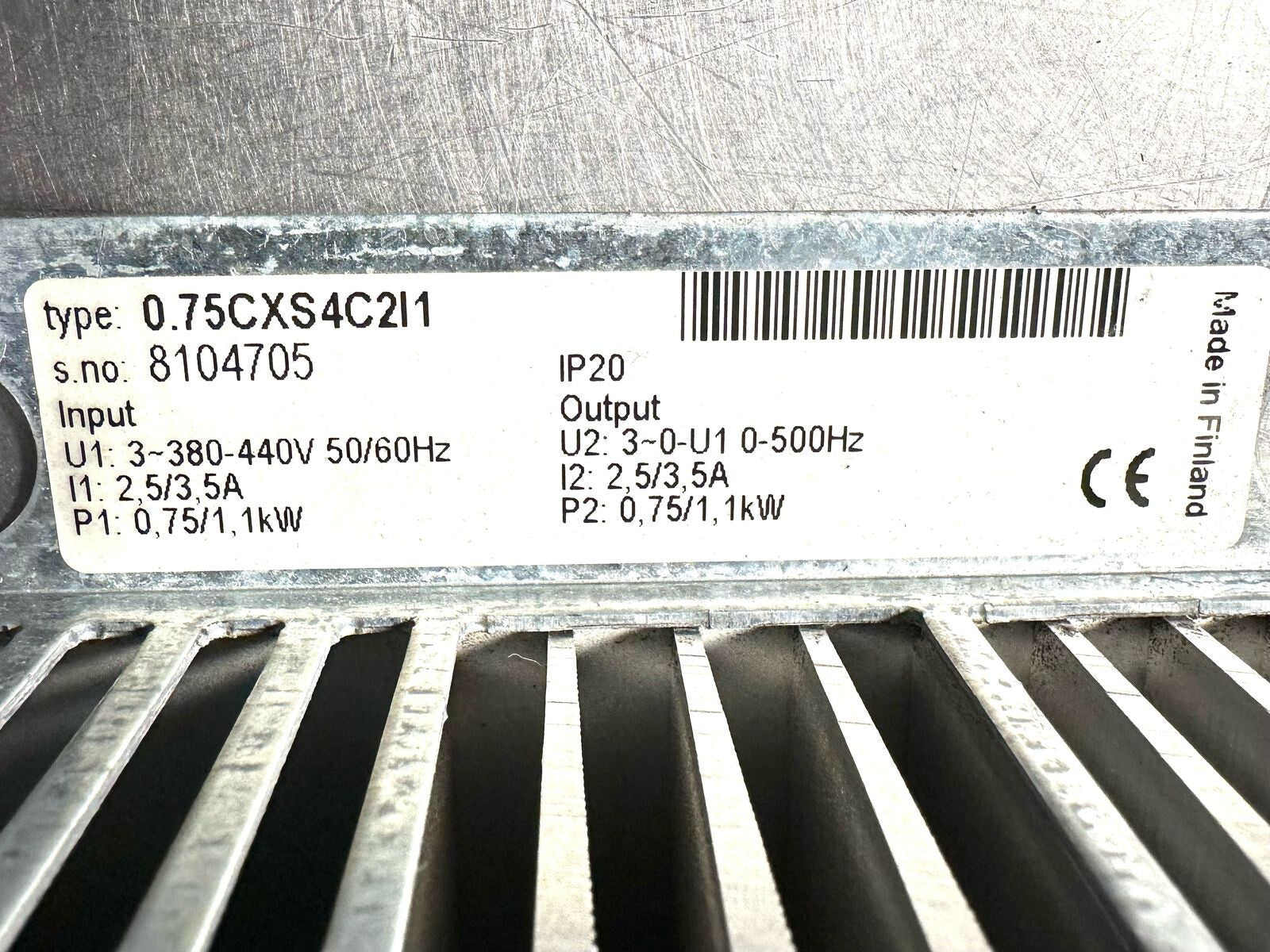 Vacon 0.75CXS4C2I1 Frequency Converter Inverter           (8.5.8)