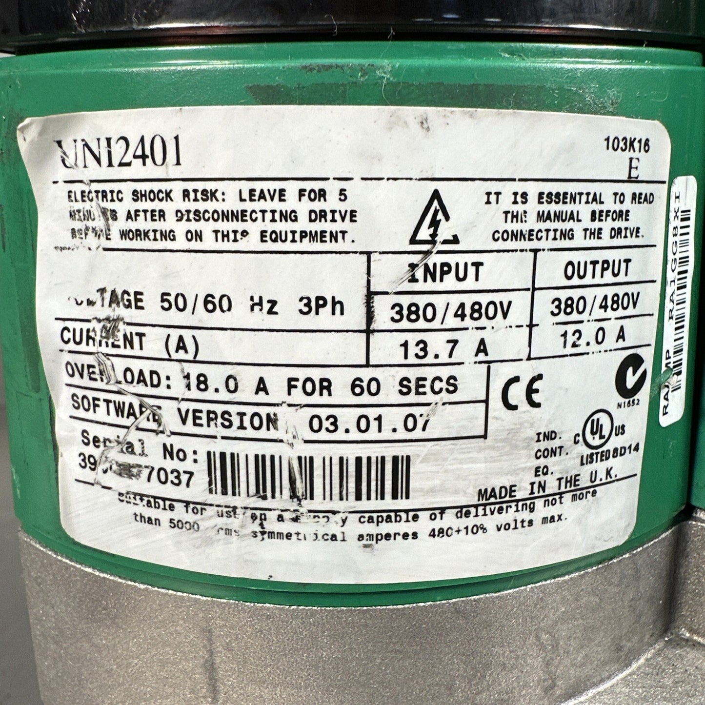 Control Techniques UNI2401 Unidrive 380/480v (BIN-1.3.5)