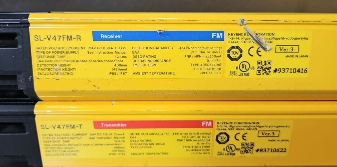 Keyence SL-V47FM-T + SL-V47FM-R Set Receiver + Transmiter               (BIN455)