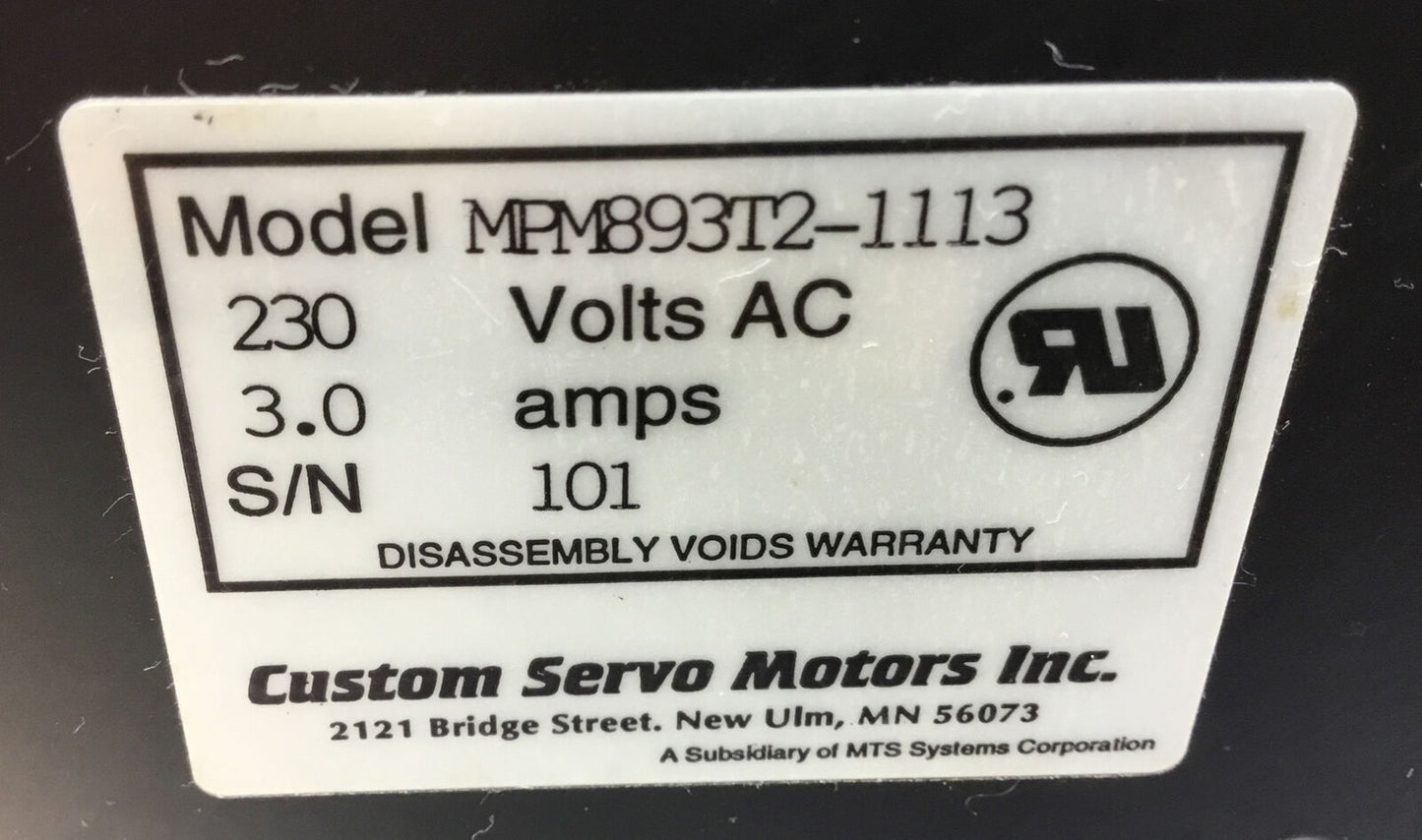 CUSTOM SERVO MOTOR  MPM893T2-1113  230VAC 3.0A  B33-B    1E