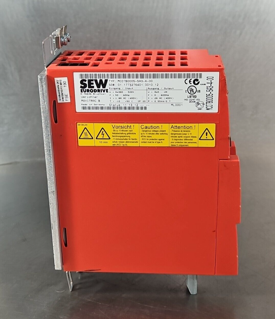 SEW Eurodrive MC07B0005-5A3-4-00 AC Drive Inverter                      (BIN243)
