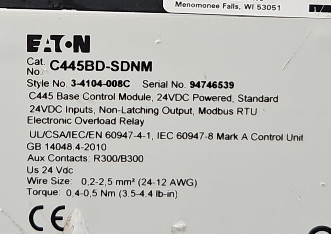 Eaton C445BD-SDNM Base Control Module                                   (BIN433)
