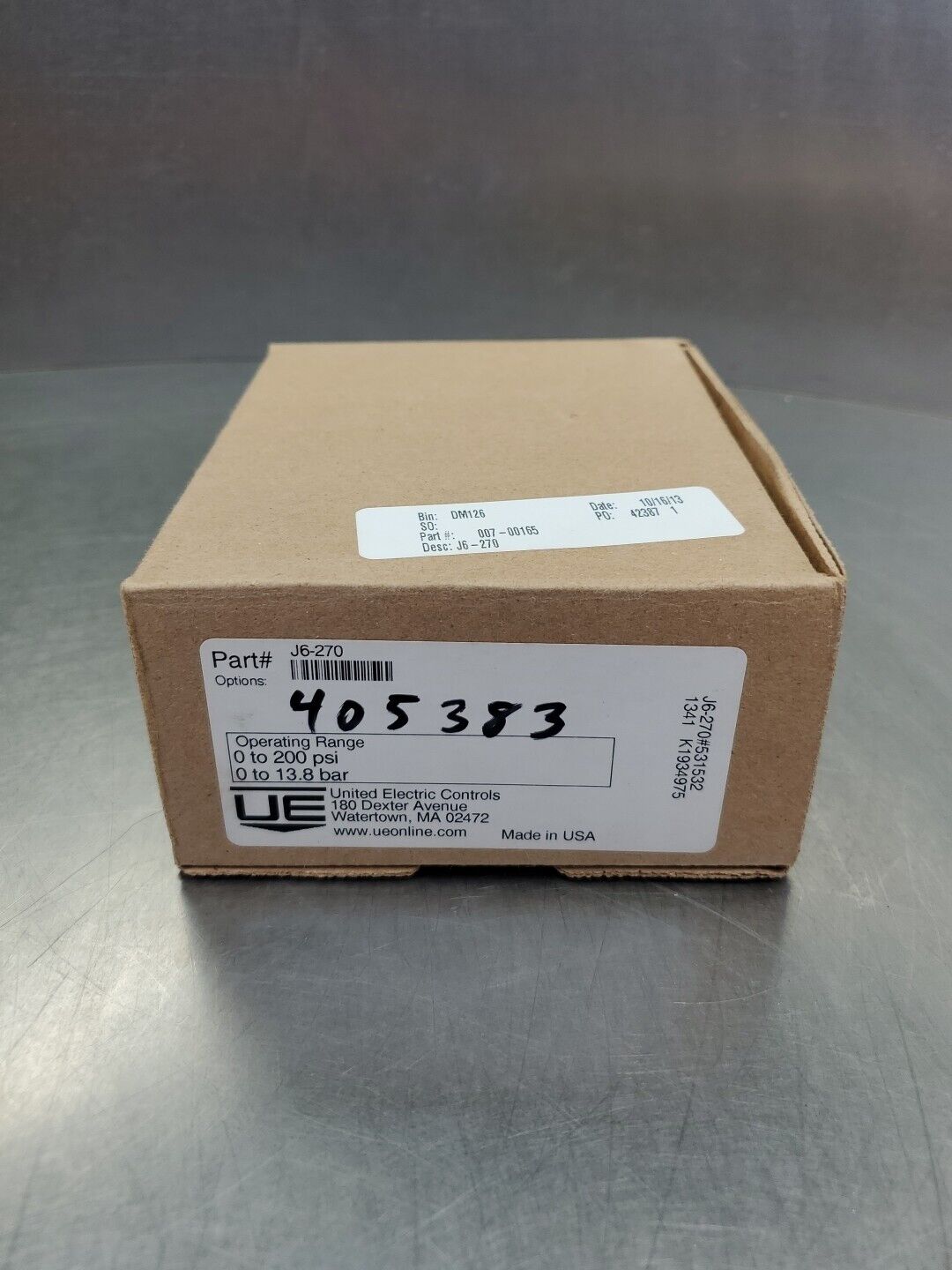 United Electric Controls J6-270 Pressure Switch, Option-405383.            6E-19