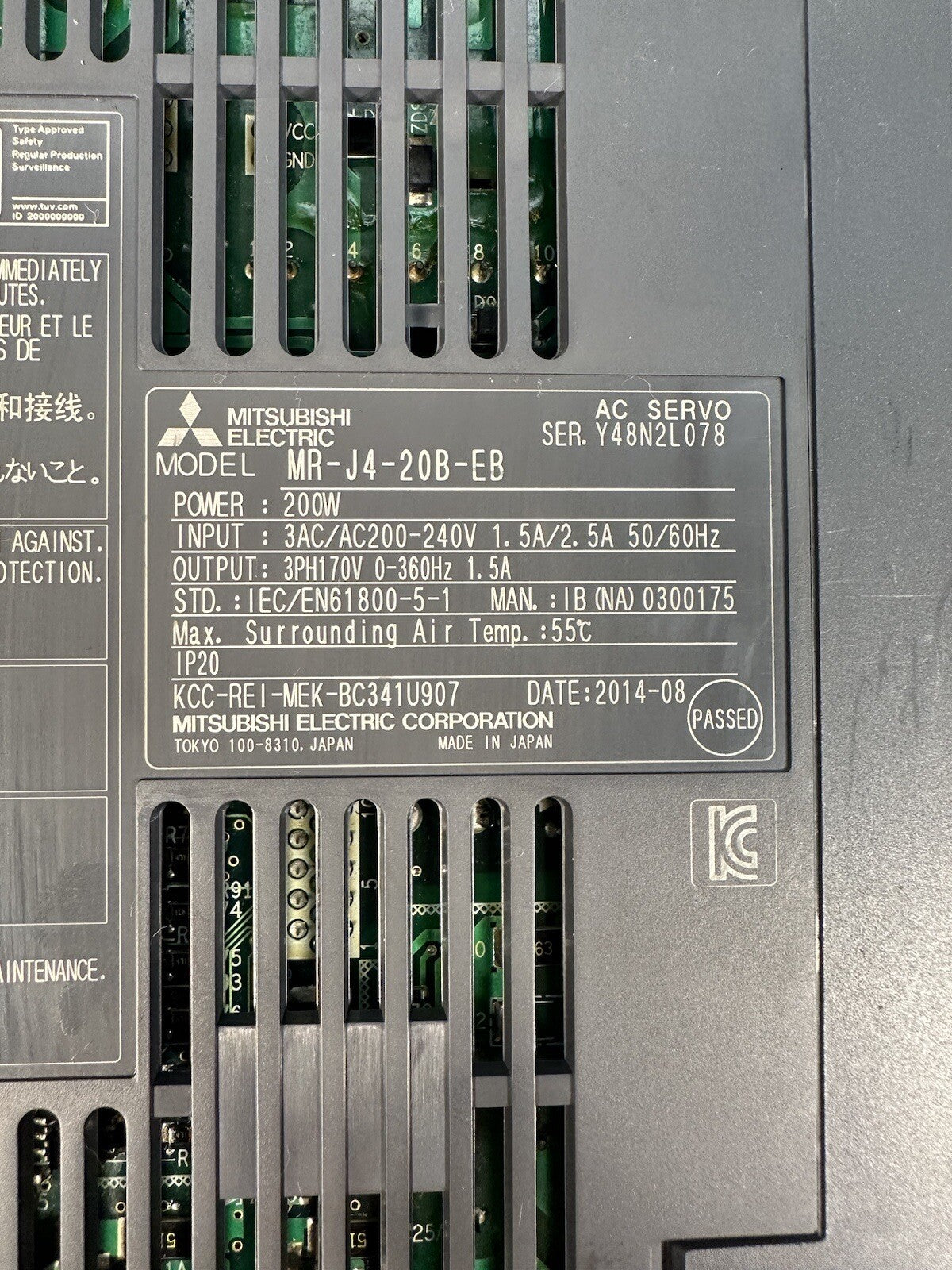 MITSUBISHI MR-J4-20B-EB MELSERVO J4 SERVO DRIVE -Each- (BIN-1.2.4)