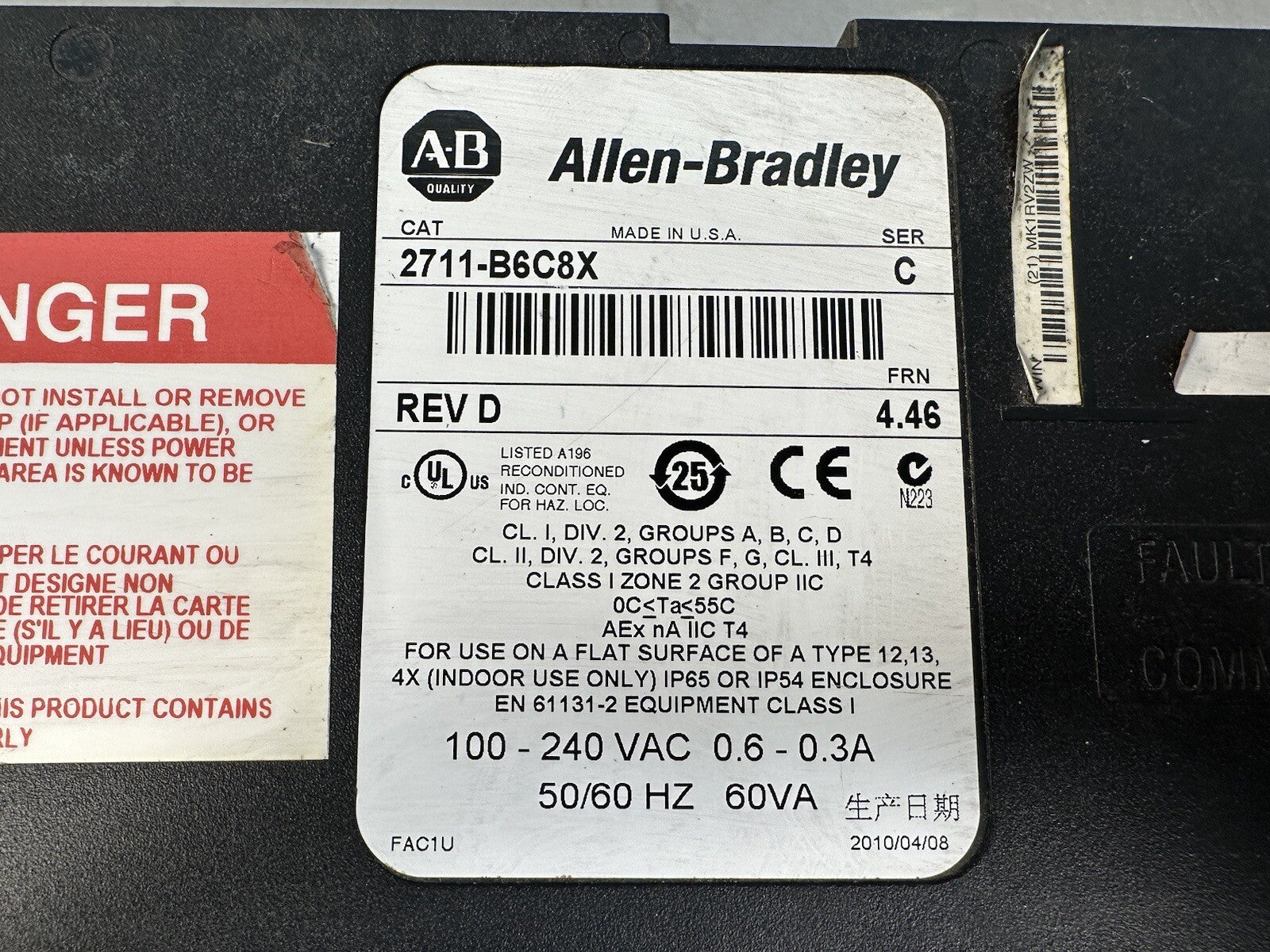 Allen-Bradley PanelView 600 - 2711-B6C8X (BIN-1.3.2)