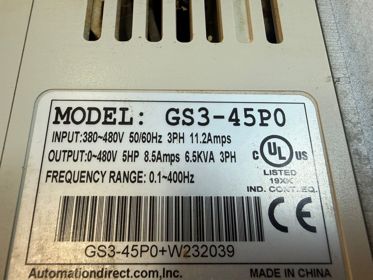 Automation Direct DuraPulse GS3-45P0 AC Frequency Drive       (8.3.7)