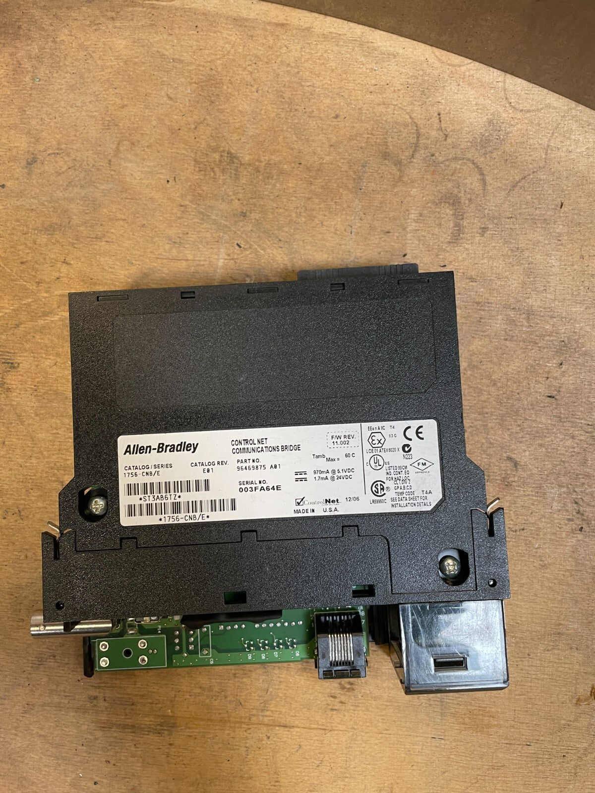 ALLEN-BRADLEY 1756-CNB SER.E 96469875 A01 Black Control Net Communication Bridge