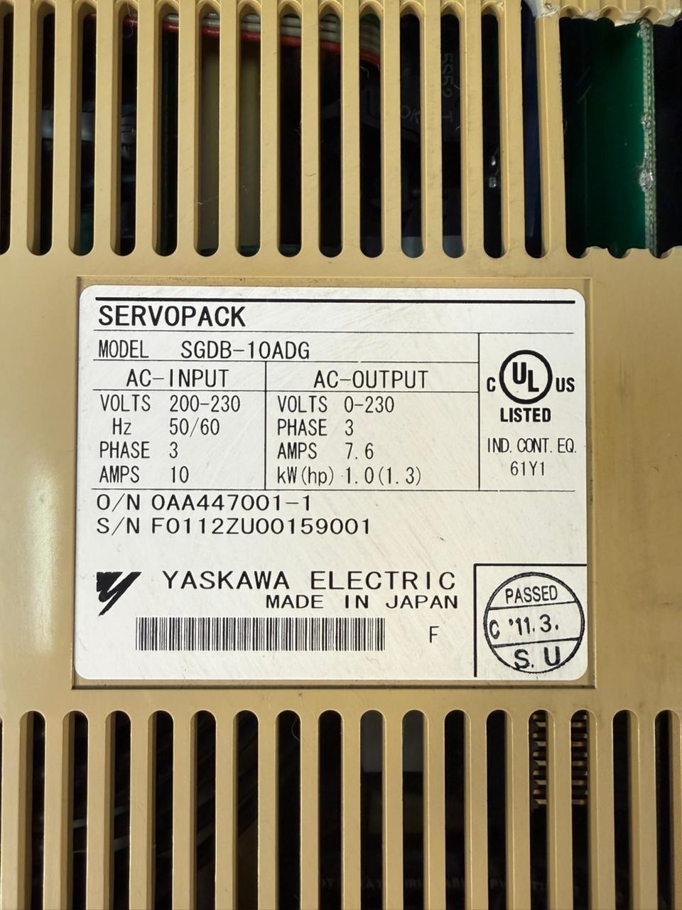 Yaskawa Servopack SGDB-10ADG 50/60Hz 3Ph                           (1.2.4)