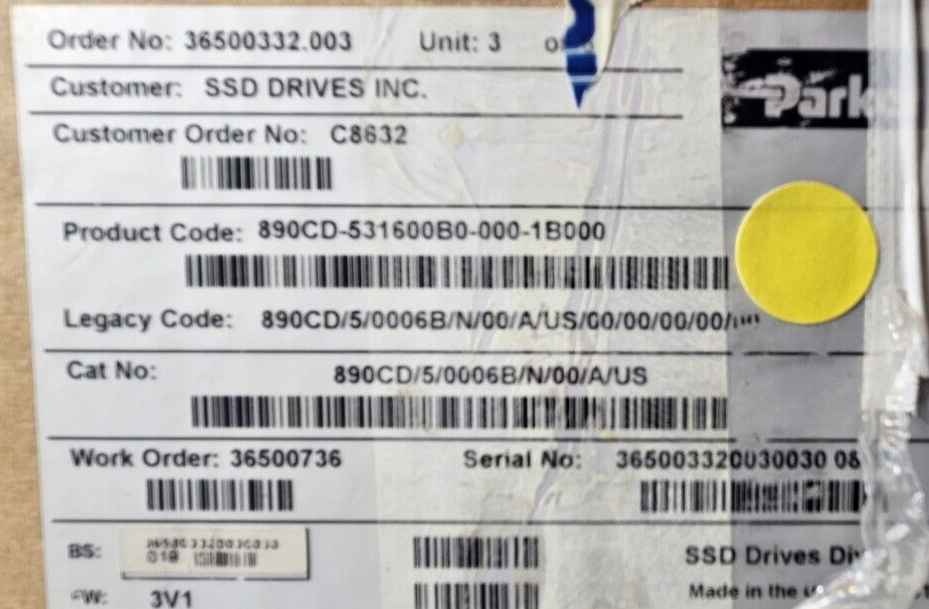 Parker 890CD/5/0006B/N/00/A/US  Servo  Drive                            (BIN721)