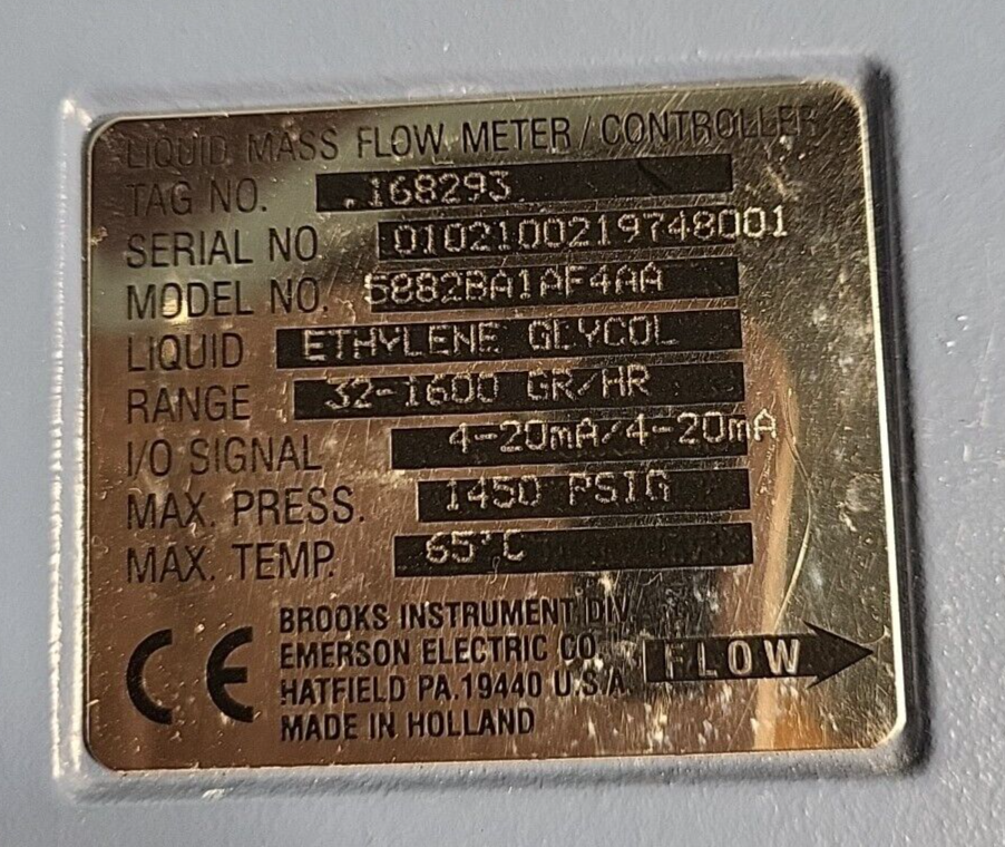 Brooks 5882BA1  Flomega Mass Flow Meter / Controller/ AF4AA(BIN 3.2.4)