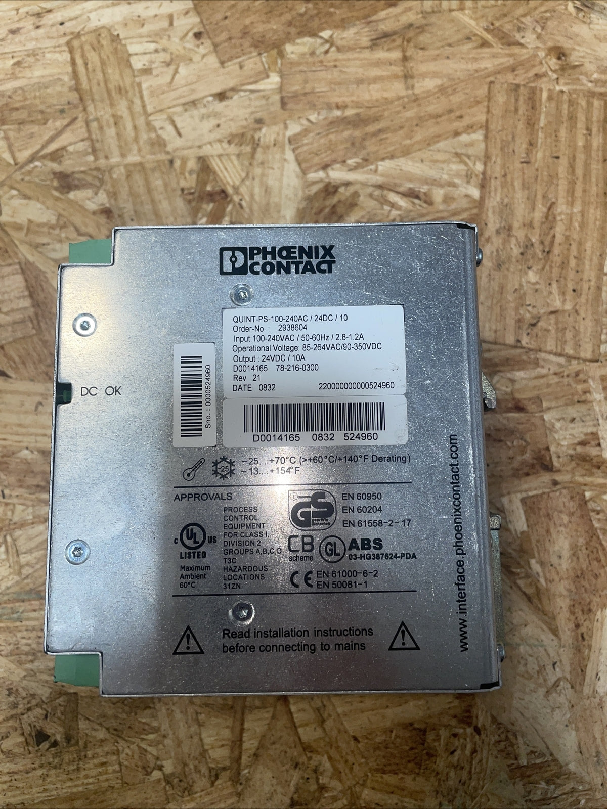 PHOENIX CONTACT QUINT-PS-100-240AC/24DC/10A.        (bin1.3.3)