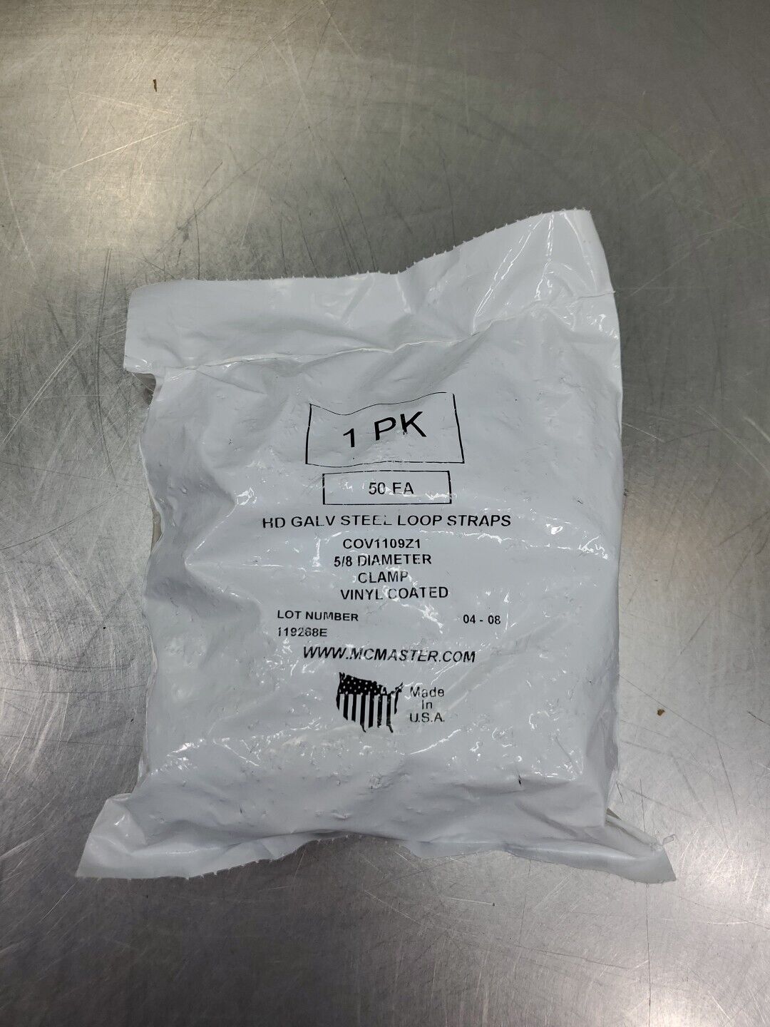 MCMASTER COV1309Z1 HD GALV STEEL LOOP STRAPS, ¾" DIAMETER, VINYL COATED.      5D