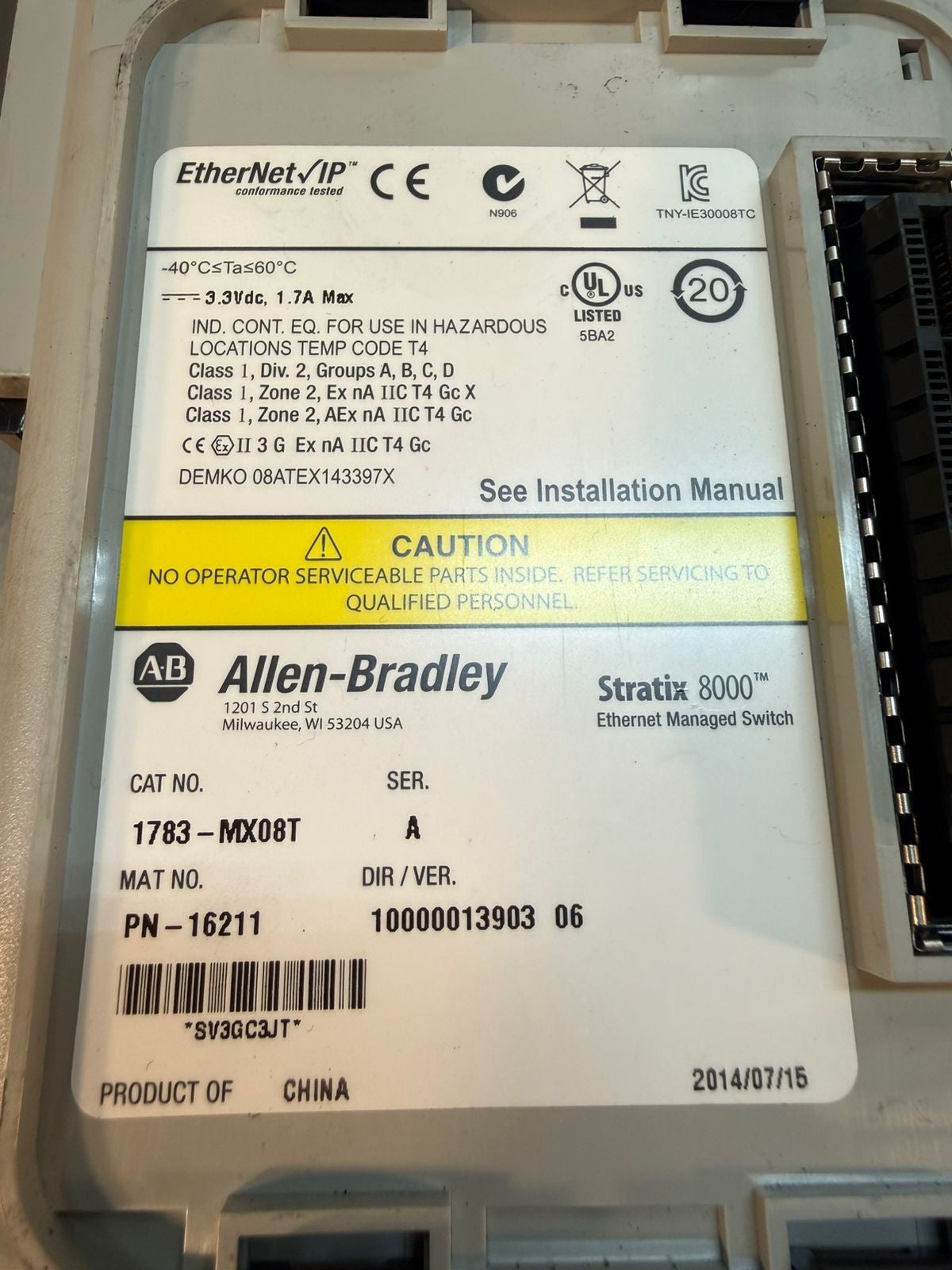 Allen Bradley 1783-MX08T /A Stratix 8000 / 16211                        (3.1.3)