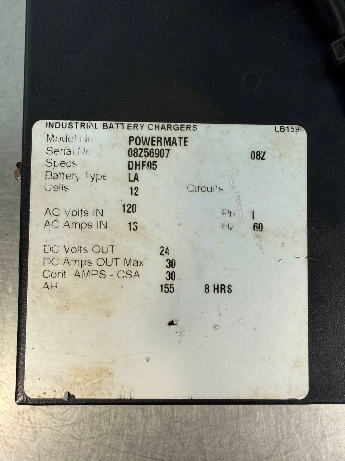 Industrial Battery Charger Powermate - Specs DHF05 Type La.        (6.2.5)
